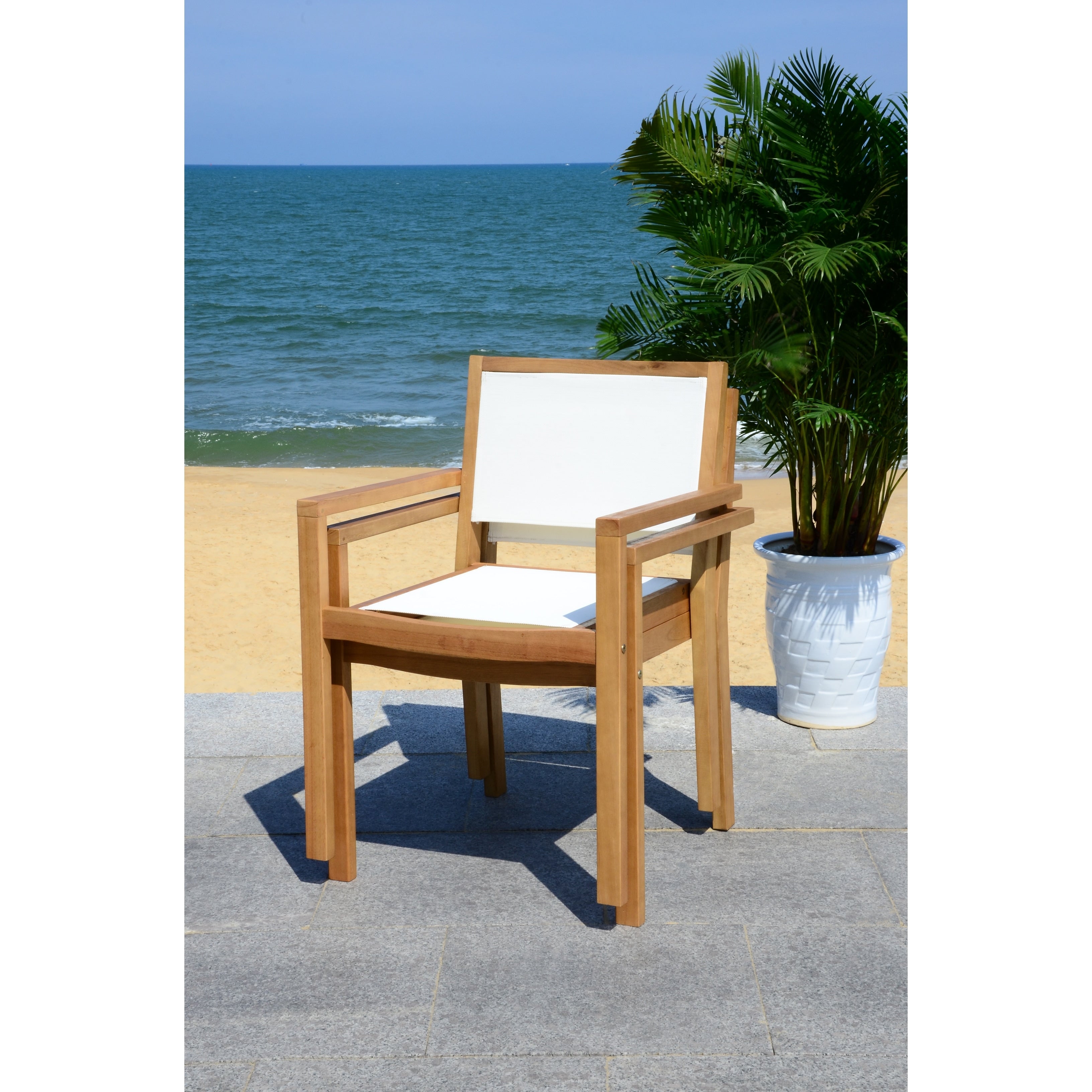 Ensemble de salle à manger 5 pièces SAFAVIEH Outdoor Living Chante, table ronde de 35,4 pouces de diamètre – 35 l x 35 P x 30 H