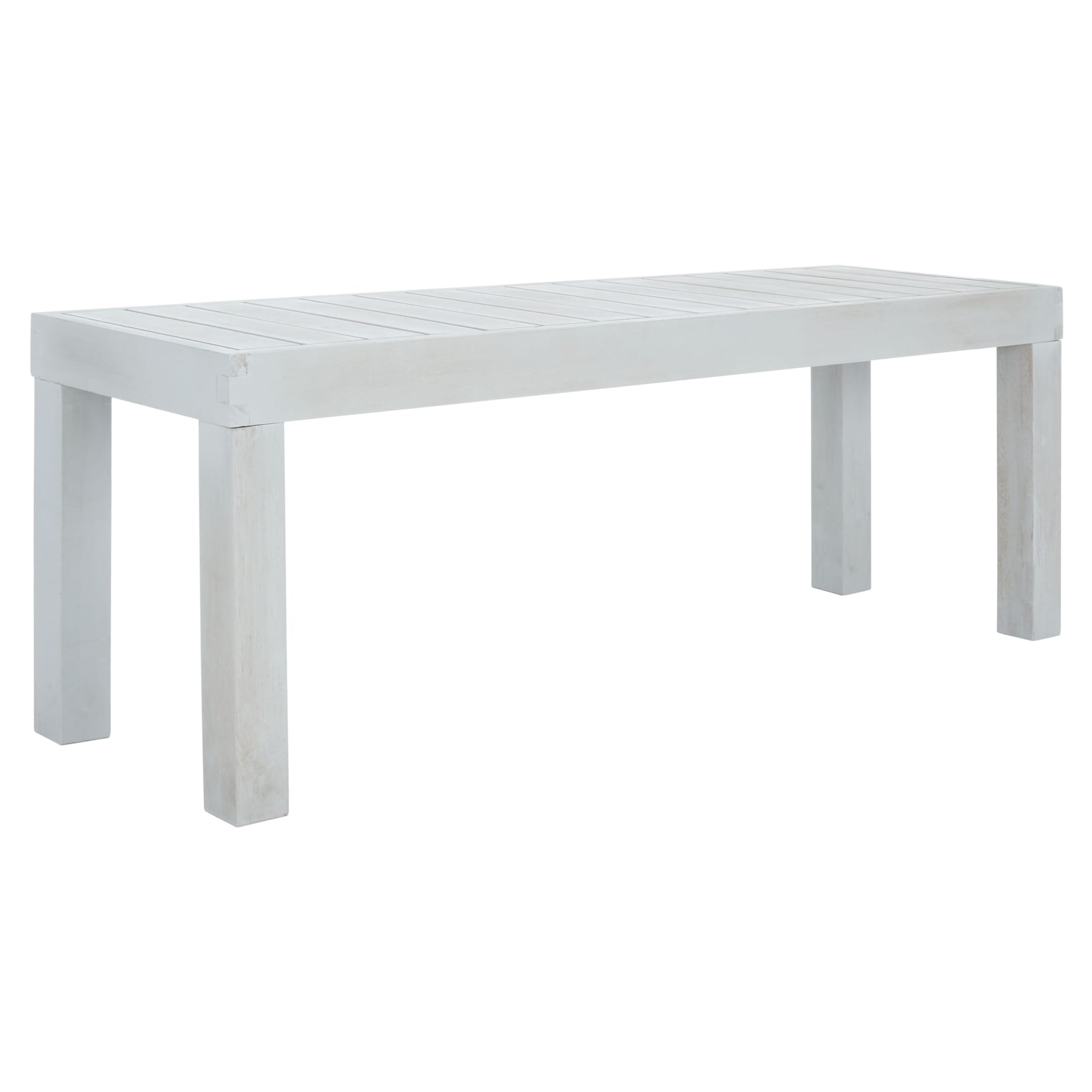 Ensemble de salle à manger d'extérieur SAFAVIEH Dario 3 pièces avec table de 140 cm de long et 2 bancs sans dossier – 140 cm de large x 81 cm de profondeur x 76 cm de haut