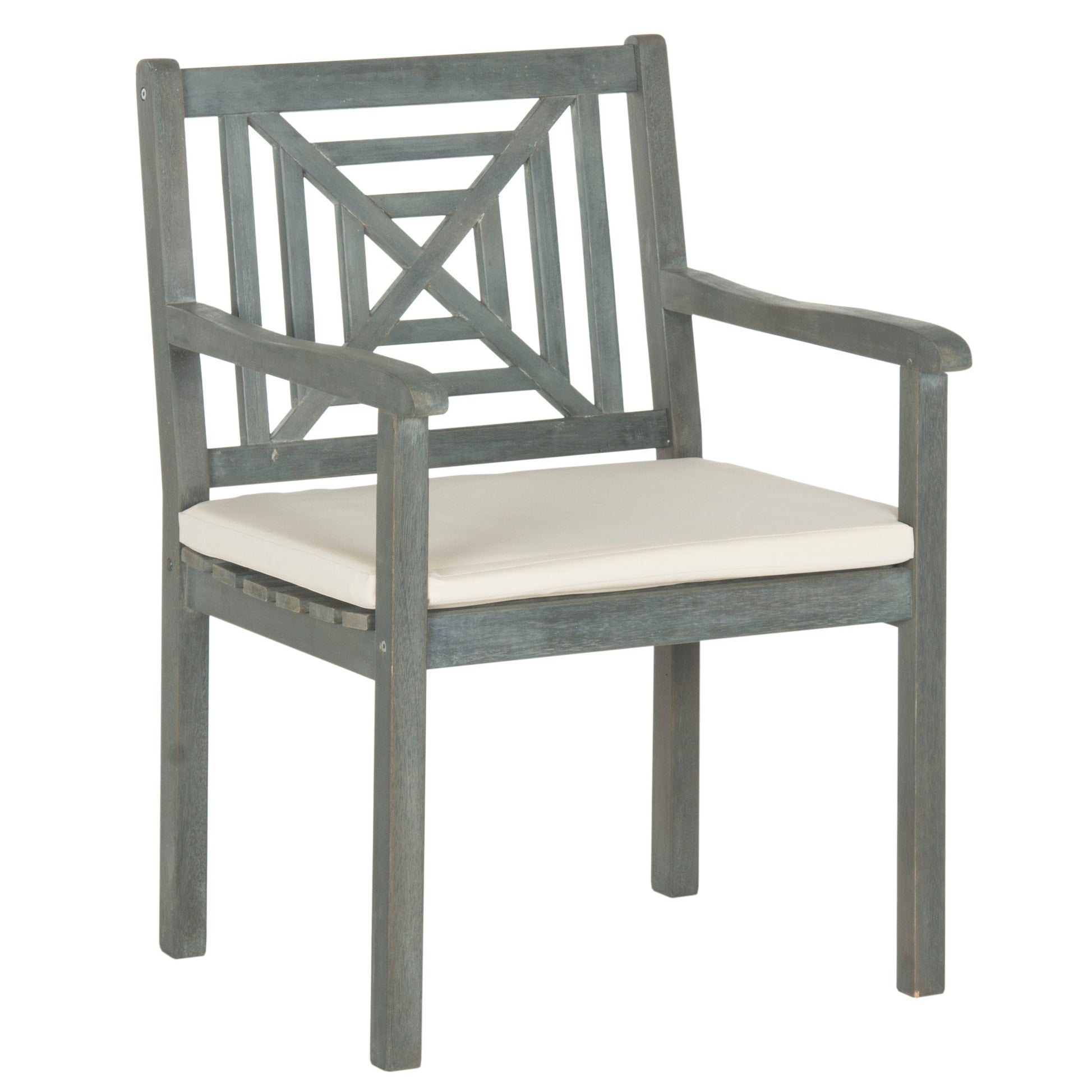 Ensemble de salle à manger 5 pièces en bois d'acacia gris cendré SAFAVIEH Outdoor Living Del Mar avec coussins beiges - 35 l x 35 P x 30 H