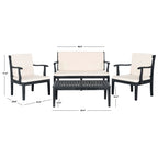 Ensemble de jardin 4 pièces en bois d'acacia brun Del Mar avec coussins beiges SAFAVIEH Outdoor Living - 48 L x 25 P x 32 H