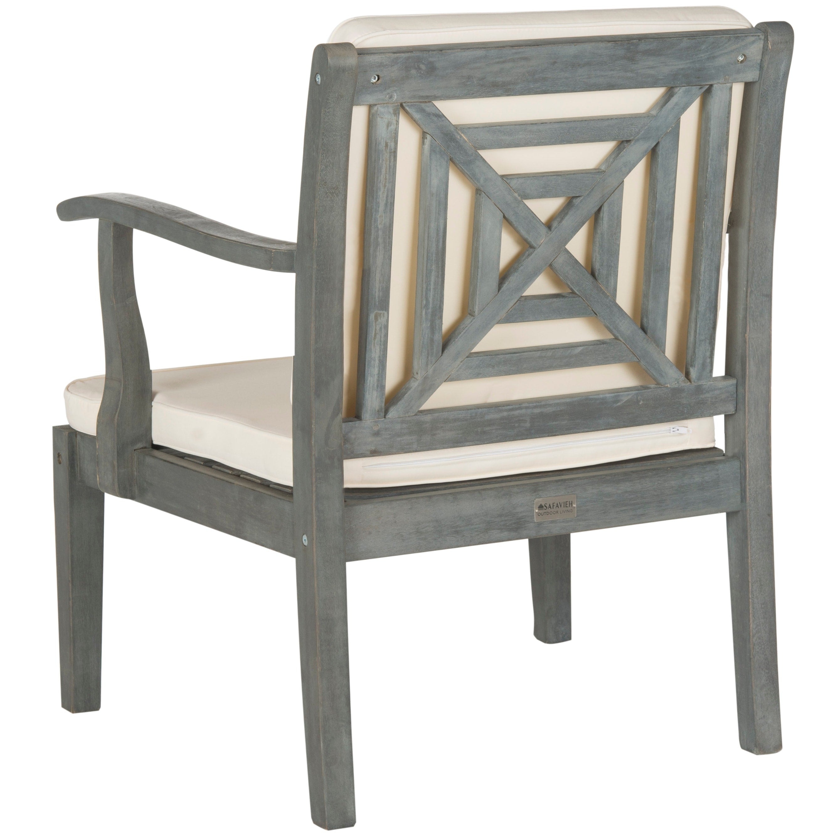 Ensemble de jardin 4 pièces en bois d'acacia brun Del Mar avec coussins beiges SAFAVIEH Outdoor Living - 48 L x 25 P x 32 H