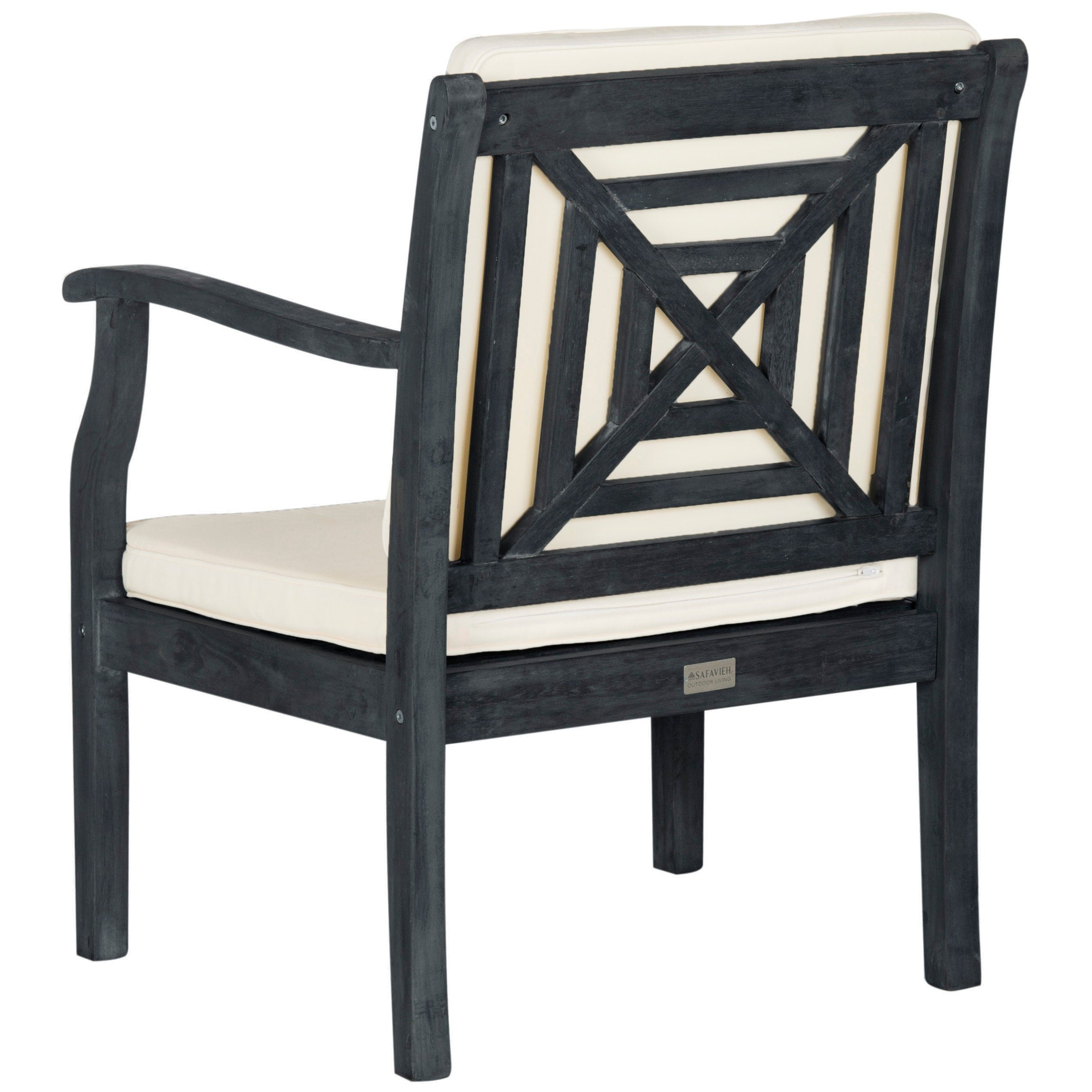 Ensemble de jardin 4 pièces en bois d'acacia brun Del Mar avec coussins beiges SAFAVIEH Outdoor Living - 48 L x 25 P x 32 H