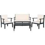 Ensemble de jardin 4 pièces en bois d'acacia brun Del Mar avec coussins beiges SAFAVIEH Outdoor Living - 48 L x 25 P x 32 H