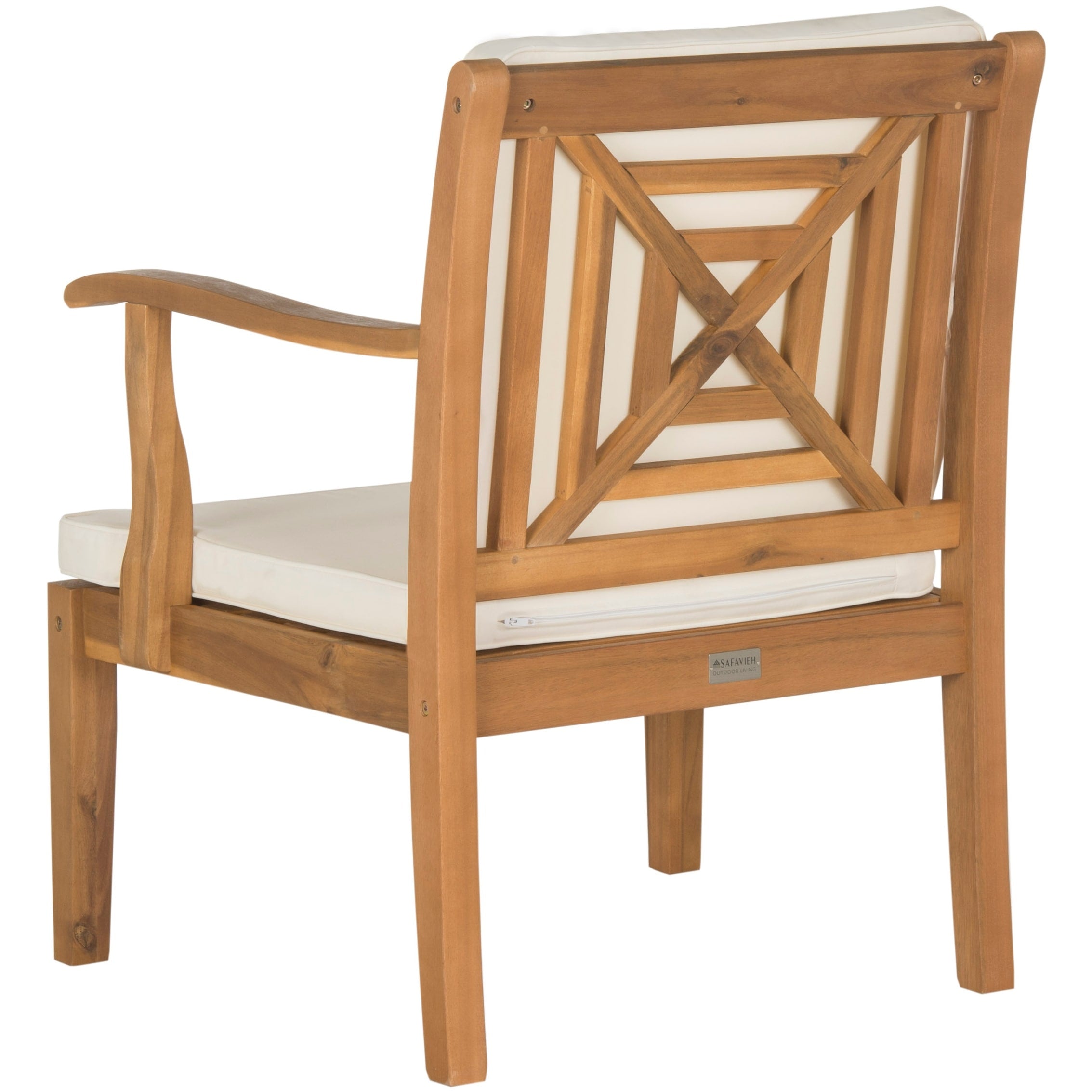Ensemble de jardin 4 pièces en bois d'acacia brun Del Mar avec coussins beiges SAFAVIEH Outdoor Living - 48 L x 25 P x 32 H
