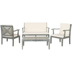 Ensemble de jardin 4 pièces en bois d'acacia brun Del Mar avec coussins beiges SAFAVIEH Outdoor Living - 48 L x 25 P x 32 H