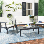 Ensemble de jardin 4 pièces en bois d'acacia brun Del Mar avec coussins beiges SAFAVIEH Outdoor Living - 48 L x 25 P x 32 H