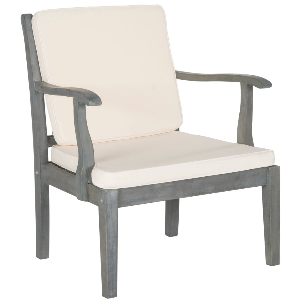 Ensemble de jardin 4 pièces en bois d'acacia brun Del Mar avec coussins beiges SAFAVIEH Outdoor Living - 48 L x 25 P x 32 H
