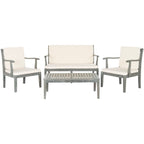 Ensemble de jardin 4 pièces en bois d'acacia brun Del Mar avec coussins beiges SAFAVIEH Outdoor Living - 48 L x 25 P x 32 H