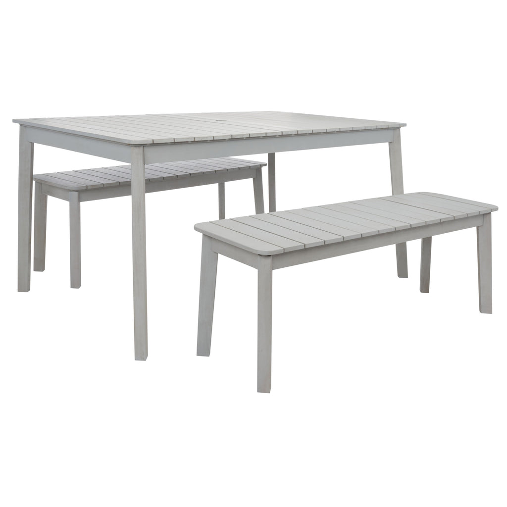 Ensemble de salle à manger d'extérieur SAFAVIEH Europa avec table et 2 bancs - 35 L x 60 P x 29 H