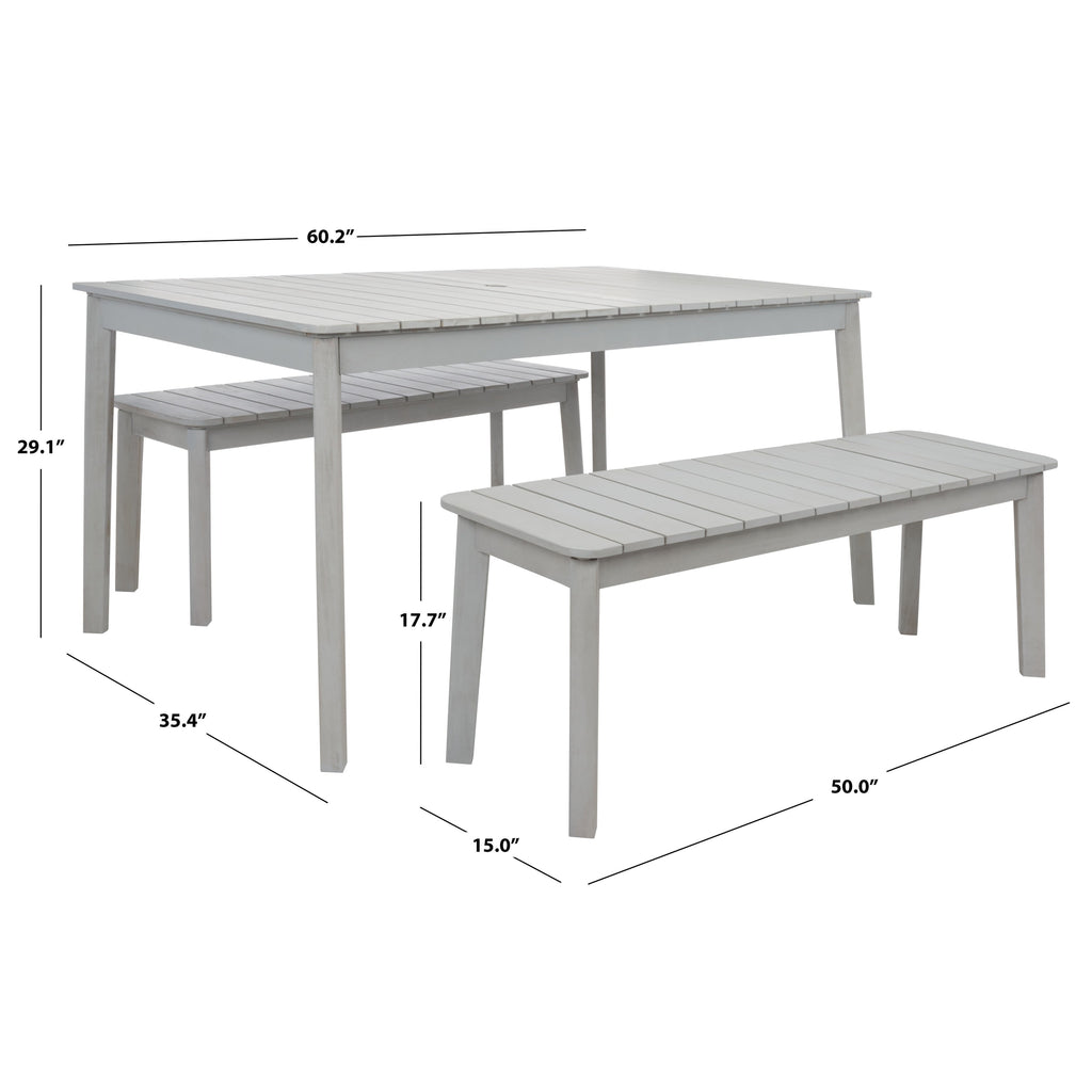 Ensemble de salle à manger d'extérieur SAFAVIEH Europa avec table et 2 bancs - 35 L x 60 P x 29 H