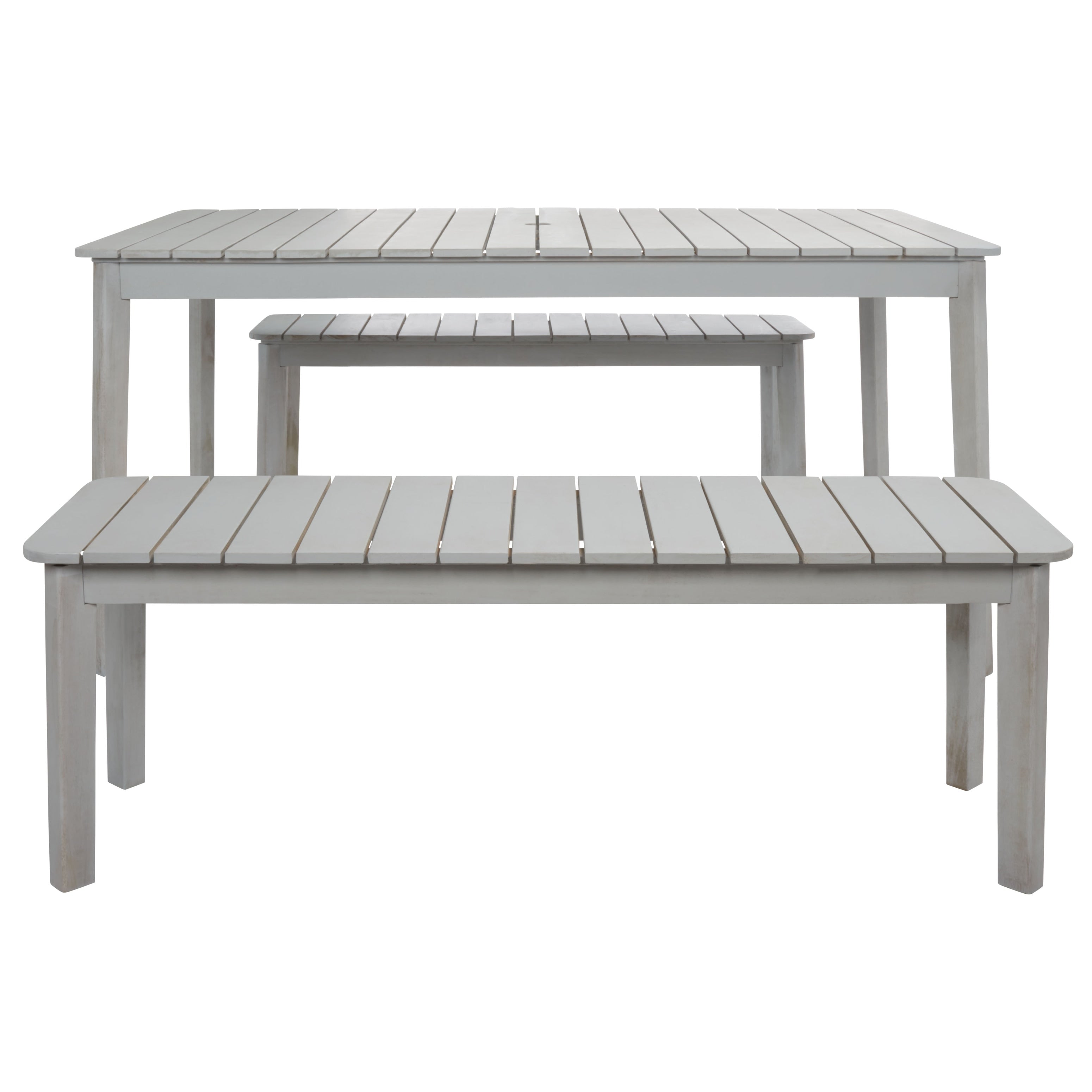 Ensemble de salle à manger d'extérieur SAFAVIEH Europa avec table et 2 bancs - 35 L x 60 P x 29 H