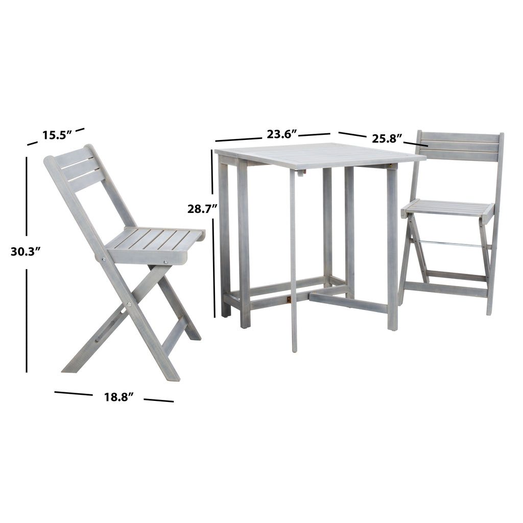 Ensemble de jardin bistrot 3 pièces Gallo Balcony de SAFAVIEH Outdoor Living – 16 l x 19 p x 30 h