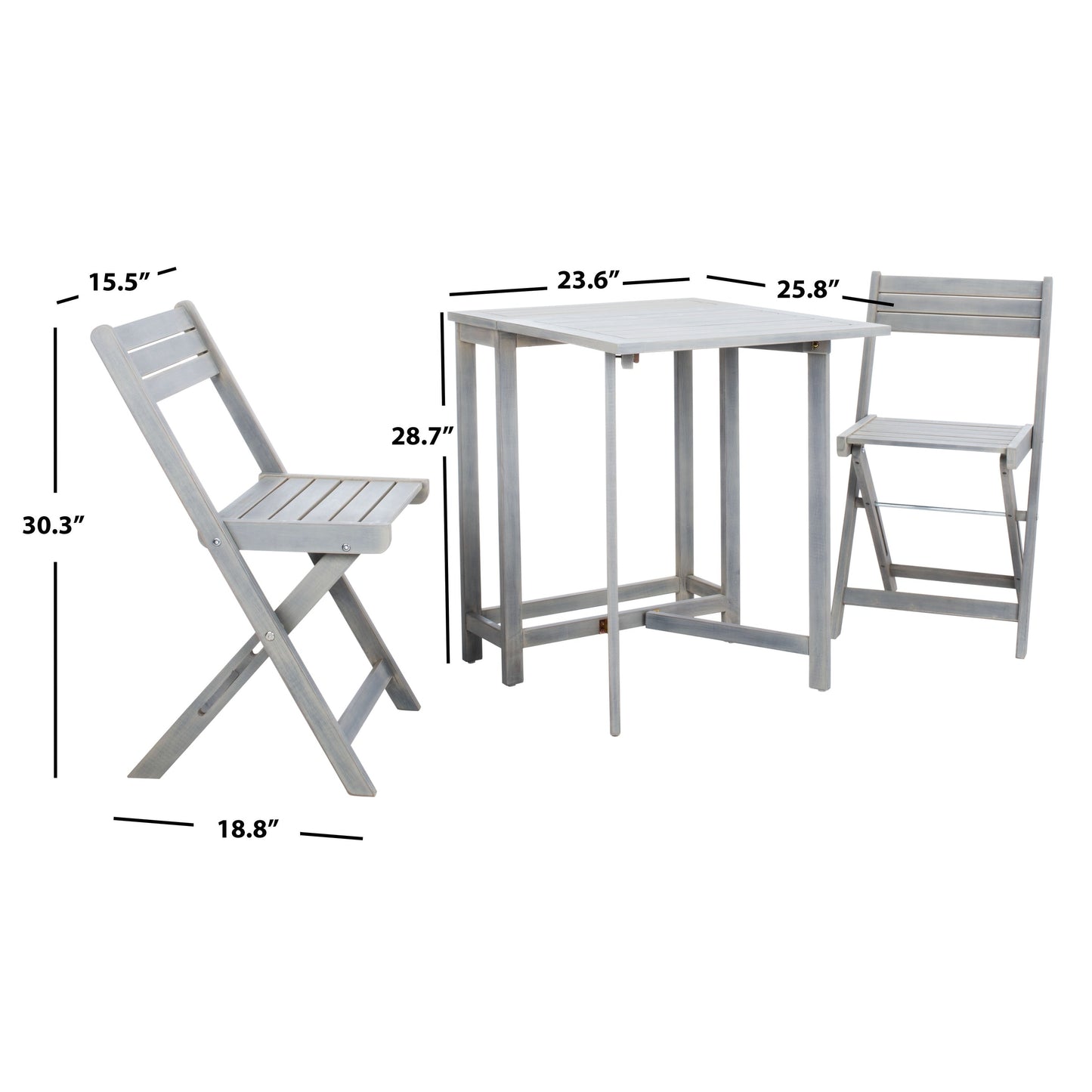 Ensemble de jardin bistrot 3 pièces Gallo Balcony de SAFAVIEH Outdoor Living – 16 l x 19 p x 30 h