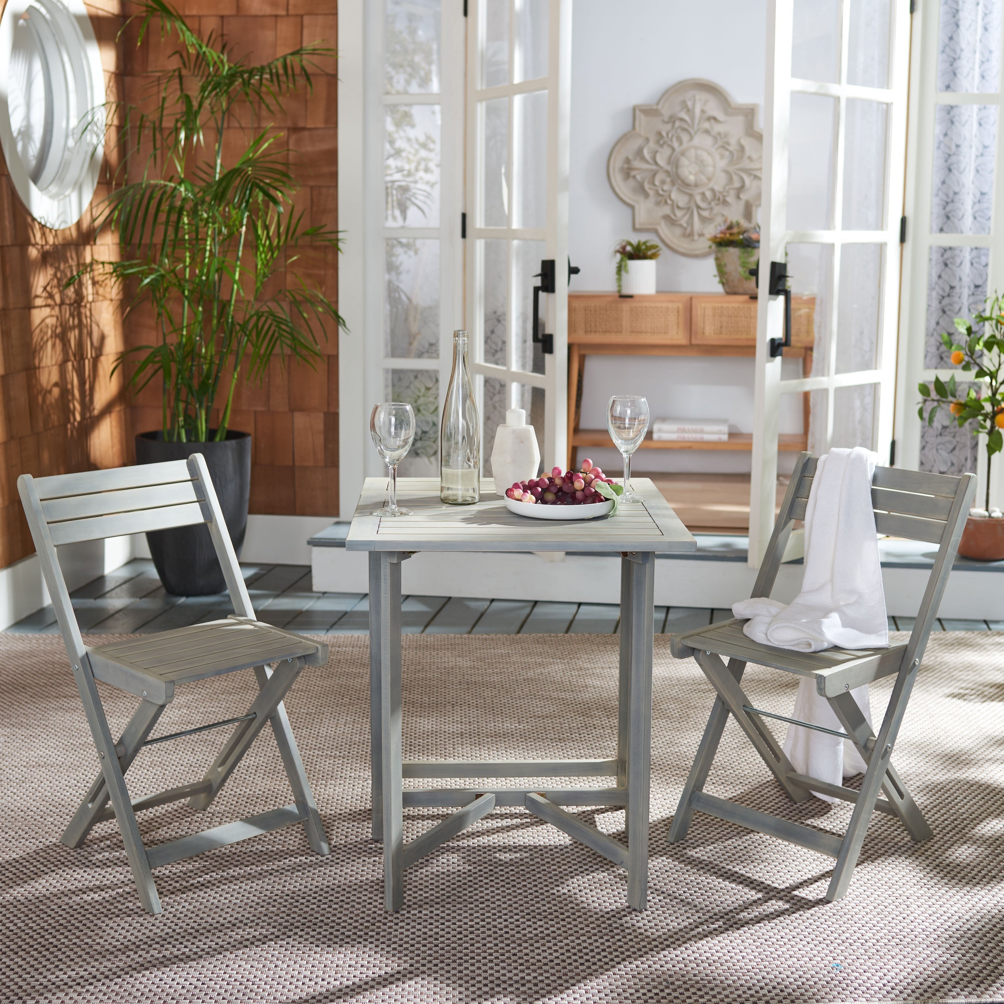 Ensemble de jardin bistrot 3 pièces Gallo Balcony de SAFAVIEH Outdoor Living – 16 l x 19 p x 30 h