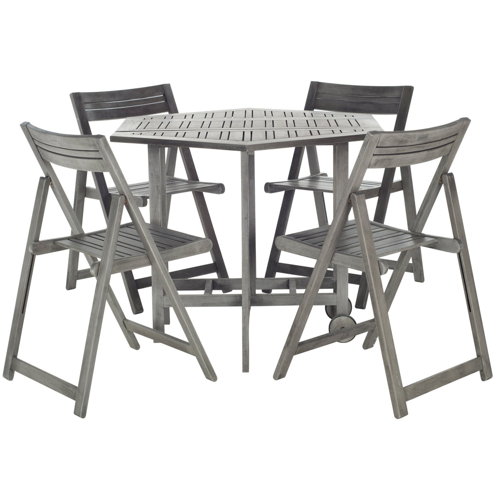 Ensemble de salle à manger 5 pièces en bois d'acacia gris délavé SAFAVIEH Outdoor Living Kerman - 41 l x 41 p x 30 h