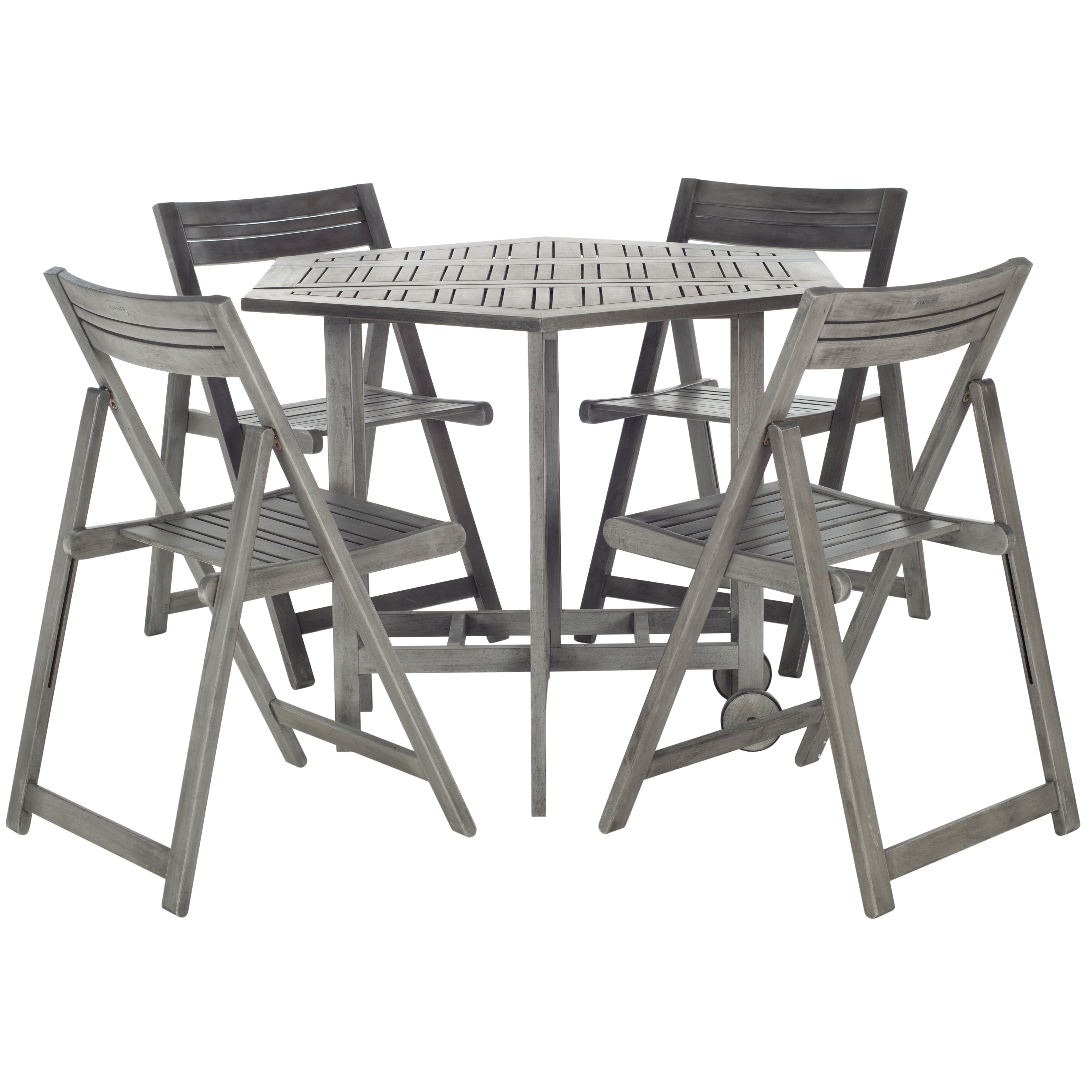 Ensemble de salle à manger 5 pièces en bois d'acacia gris délavé SAFAVIEH Outdoor Living Kerman - 41 l x 41 p x 30 h