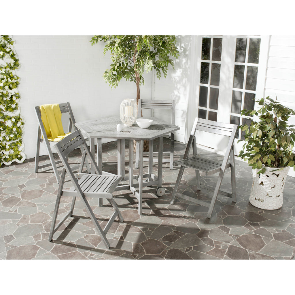 Ensemble de salle à manger 5 pièces en bois d'acacia gris délavé SAFAVIEH Outdoor Living Kerman - 41 l x 41 p x 30 h