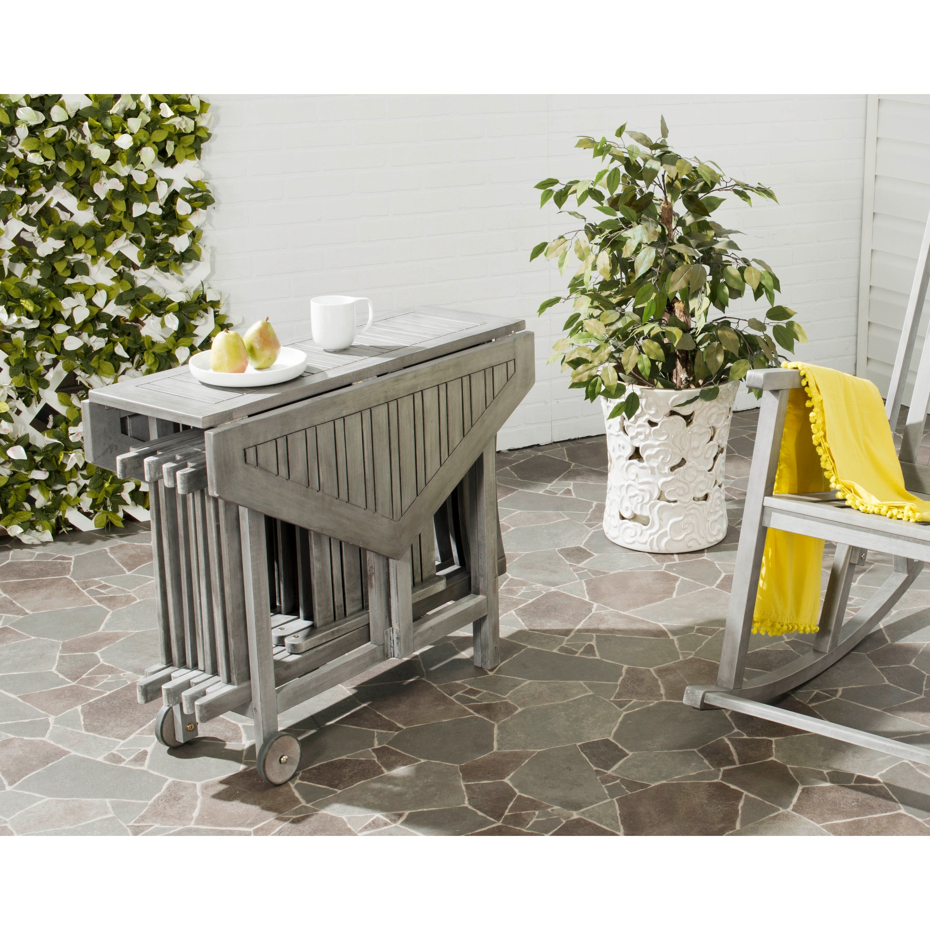 Ensemble de salle à manger 5 pièces en bois d'acacia gris délavé SAFAVIEH Outdoor Living Kerman - 41 l x 41 p x 30 h
