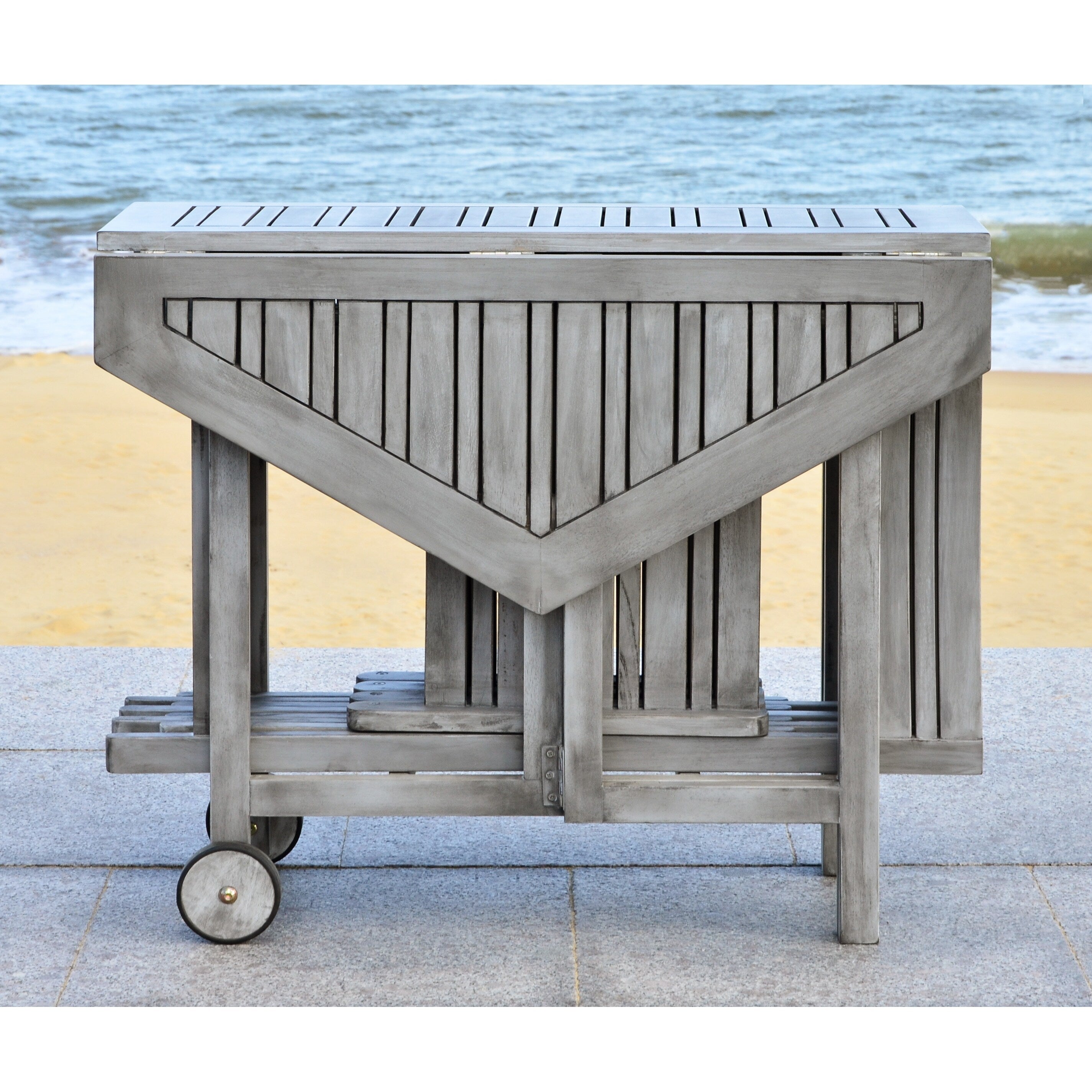 Ensemble de salle à manger 5 pièces en bois d'acacia gris délavé SAFAVIEH Outdoor Living Kerman - 41 l x 41 p x 30 h