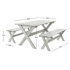 Ensemble de salle à manger 3 pièces SAFAVIEH Outdoor Living Marina Grey avec table et bancs - 35 L x 59 P x 30 H
