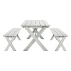 Ensemble de salle à manger 3 pièces SAFAVIEH Outdoor Living Marina Grey avec table et bancs - 35 L x 59 P x 30 H