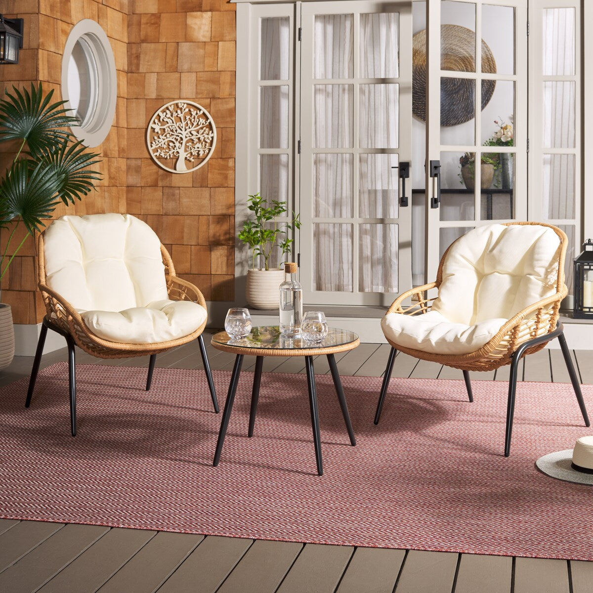 Ensemble de salon de jardin Mott 3 pièces SAFAVIEH - 26 L x 30 P x 33 H