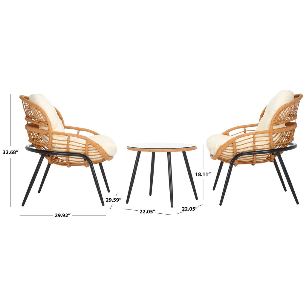 Ensemble de salon de jardin Mott 3 pièces SAFAVIEH - 26 L x 30 P x 33 H