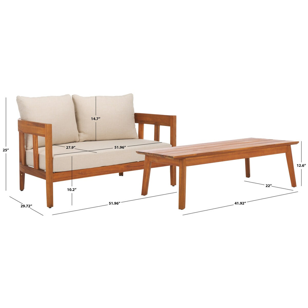 Banc Owen avec table pour l'extérieur SAFAVIEH - 52 L x 30 P x 25 H