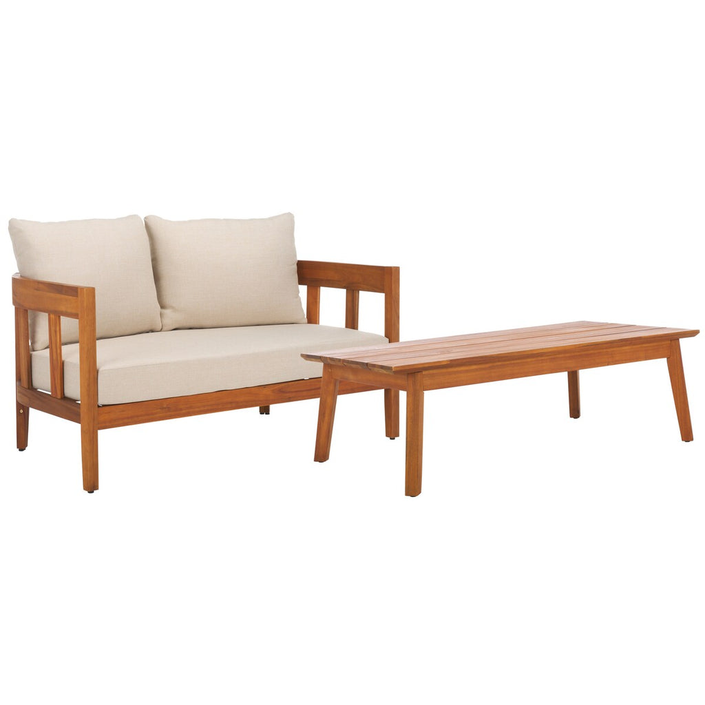 Banc Owen avec table pour l'extérieur SAFAVIEH - 52 L x 30 P x 25 H