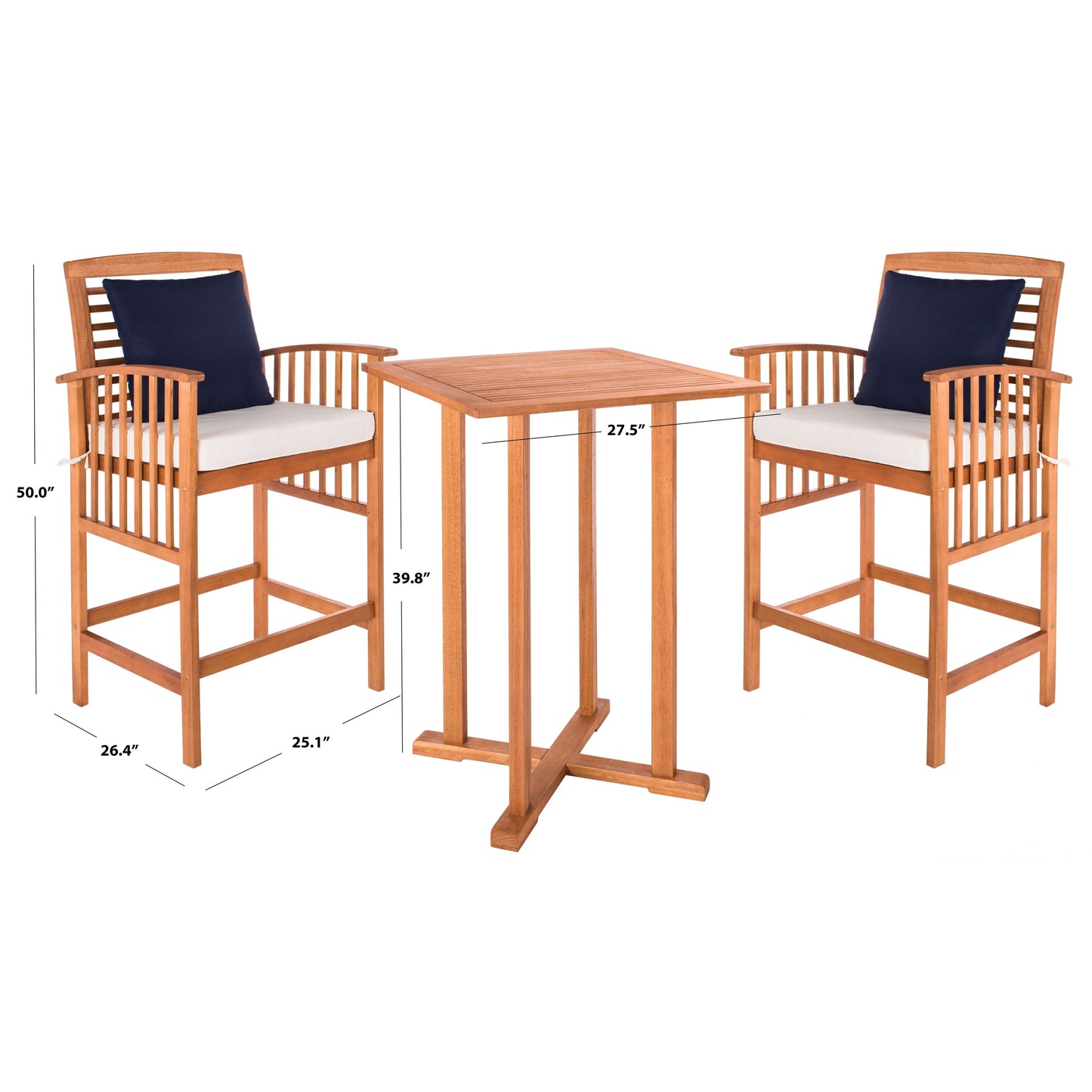 Ensemble bistrot 3 pièces SAFAVIEH Outdoor Living Pate - 25 L x 26 P x 50 H