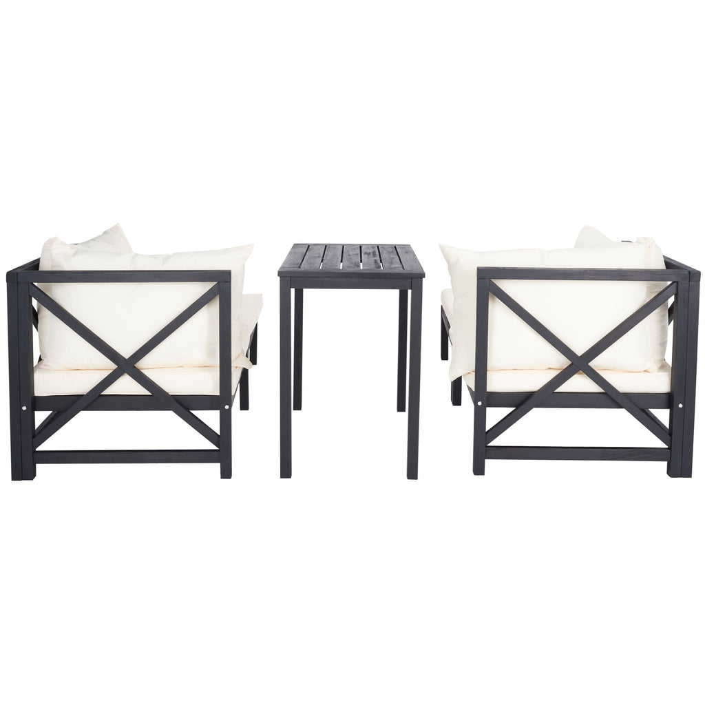 Ensemble de salon d'extérieur Ronson 5 pièces SAFAVIEH - Gris ardoise foncé/beige - 27 L x 27 P x 27 H
