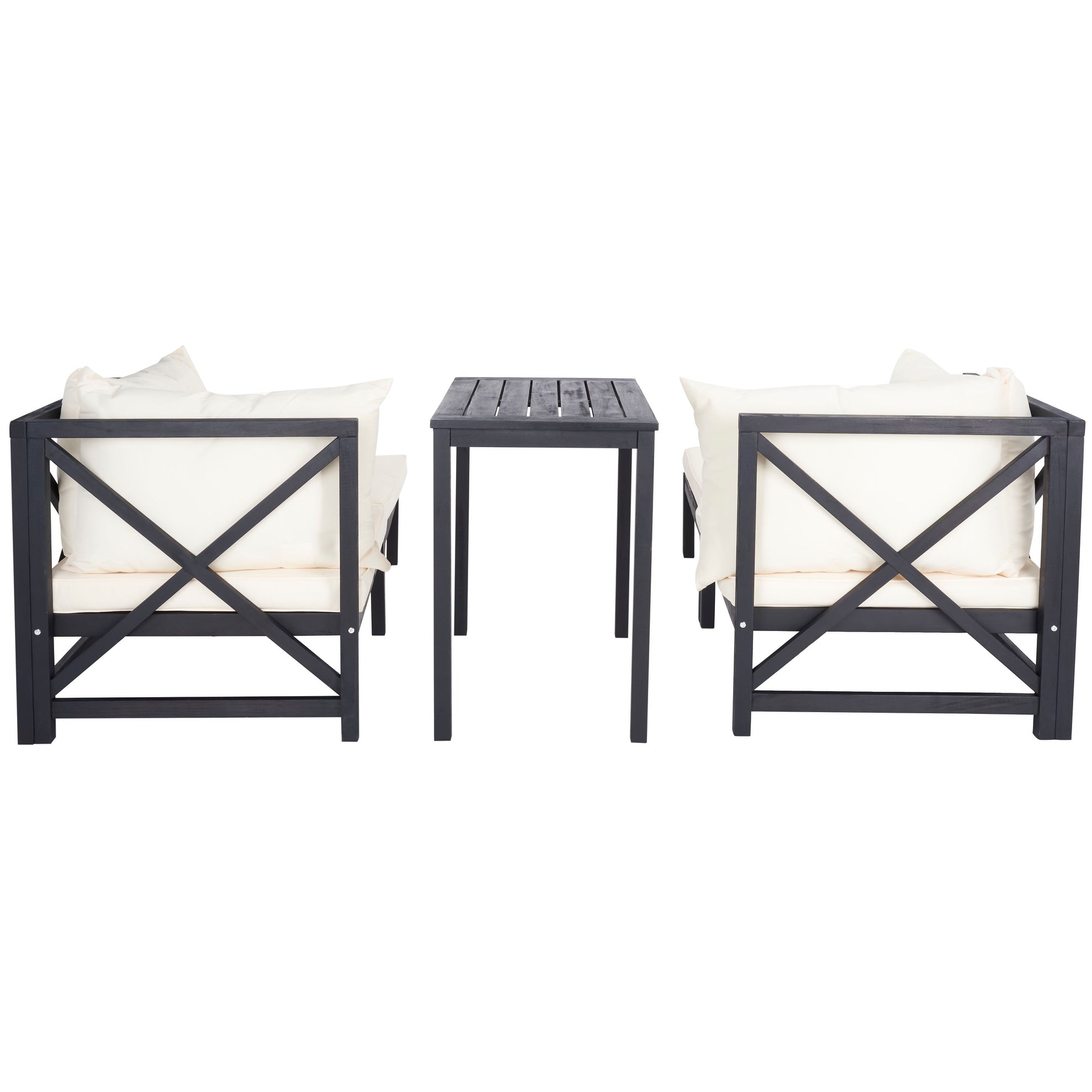 Ensemble de salon d'extérieur Ronson 5 pièces SAFAVIEH - Gris ardoise foncé/beige - 27 L x 27 P x 27 H