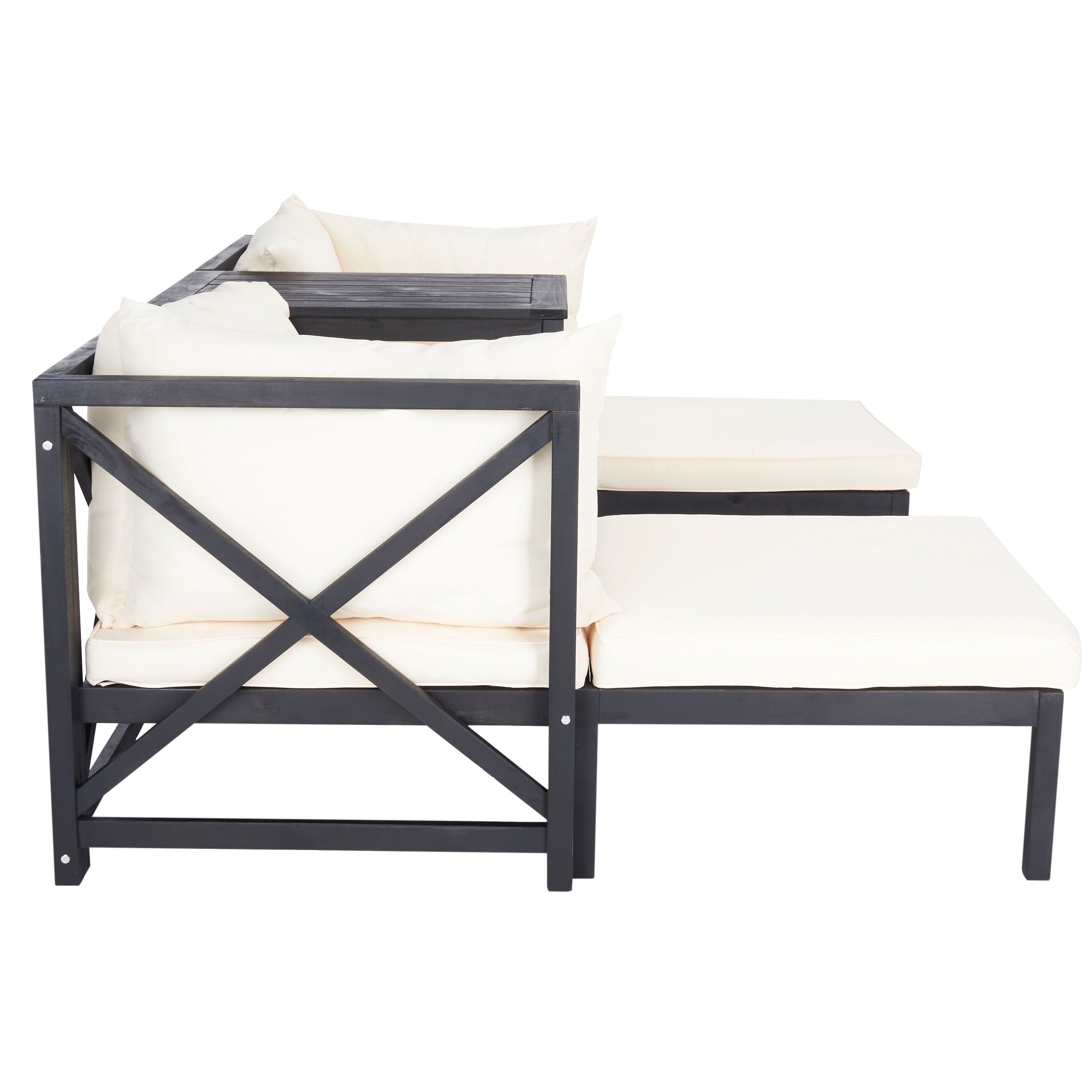 Ensemble de salon d'extérieur Ronson 5 pièces SAFAVIEH - Gris ardoise foncé/beige - 27 L x 27 P x 27 H