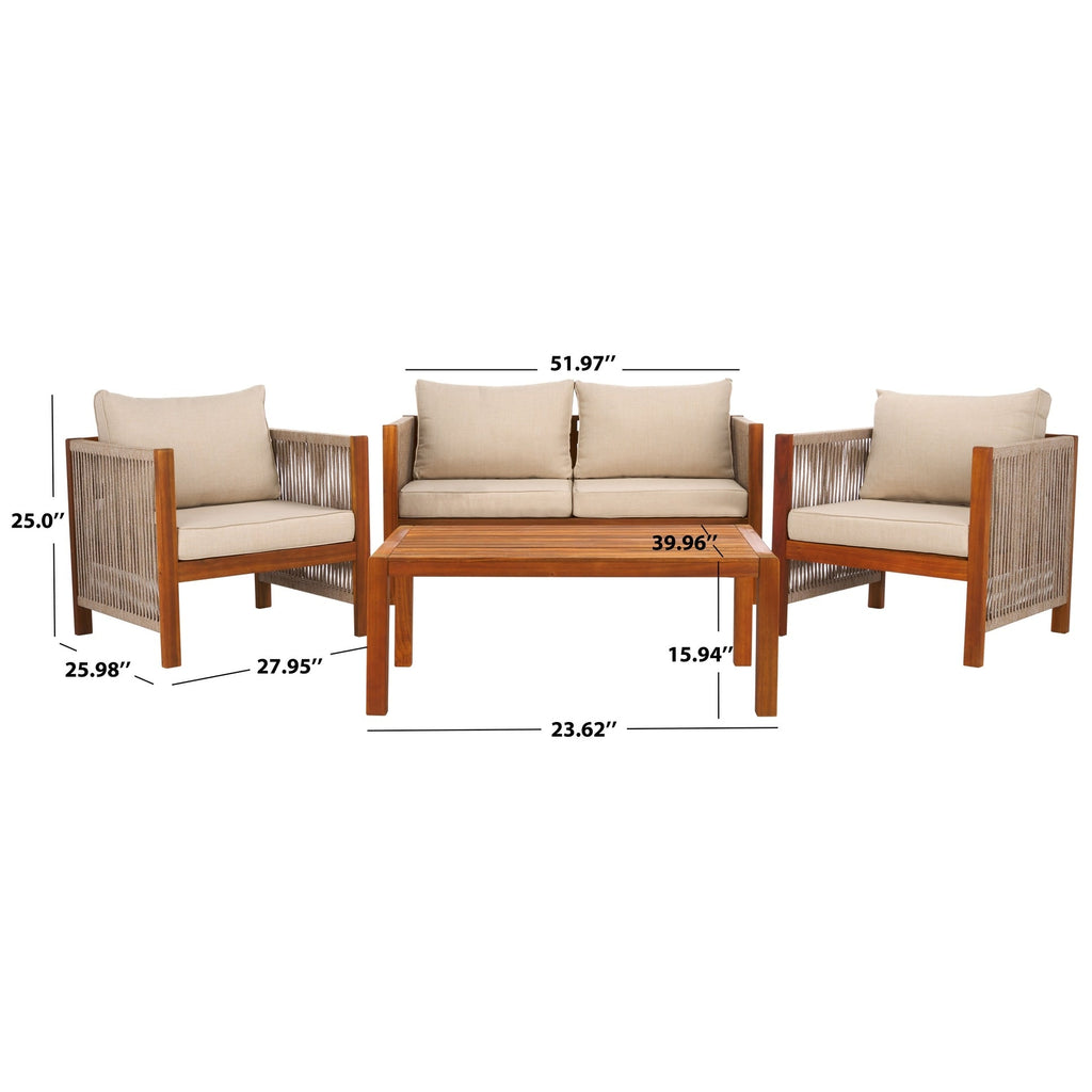 Ensemble de salon de jardin Roya 4 pièces SAFAVIEH - 52 L x 26 P x 25 H