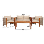 Ensemble de salon de jardin Roya 4 pièces SAFAVIEH - 52 L x 26 P x 25 H