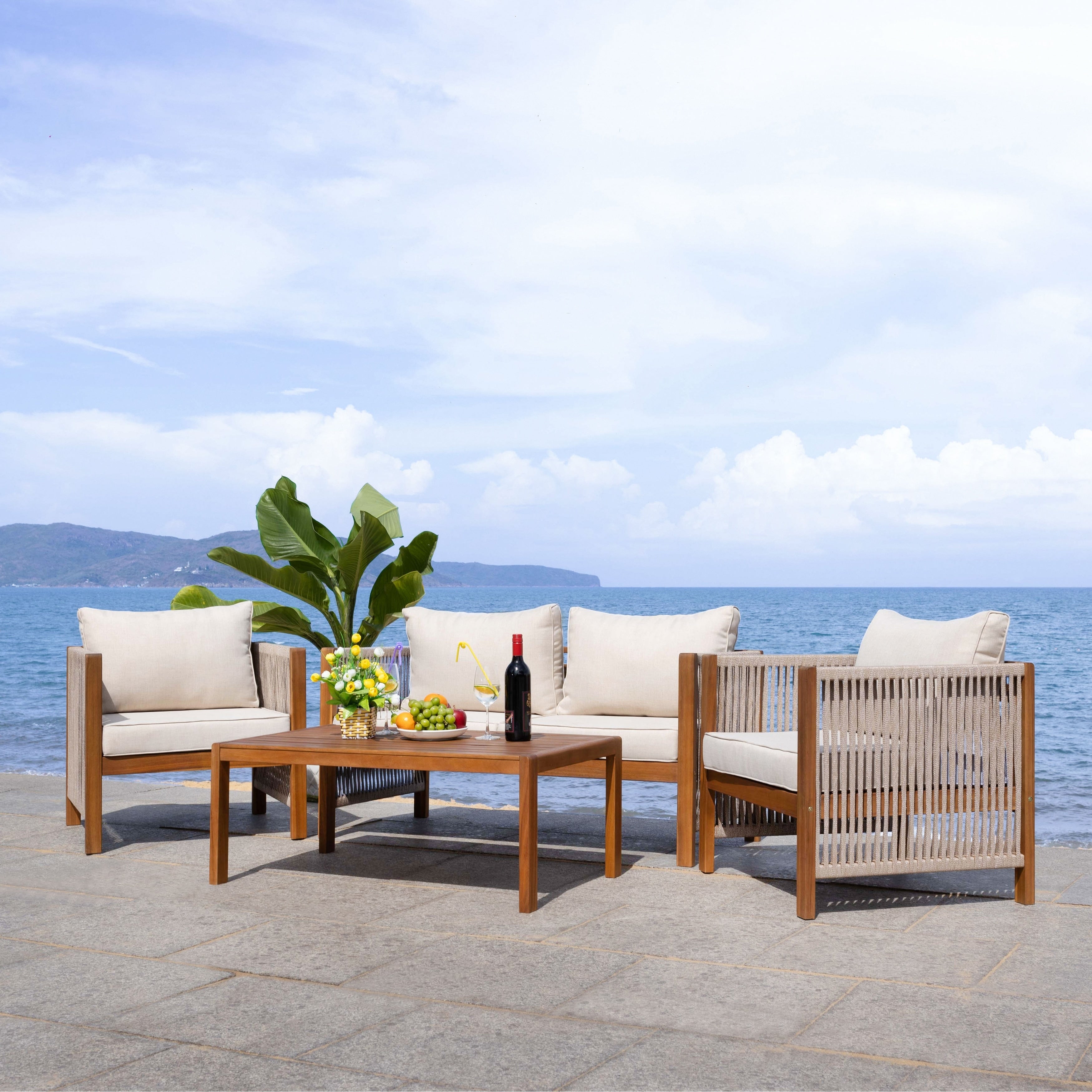 Ensemble de salon de jardin Roya 4 pièces SAFAVIEH - 52 L x 26 P x 25 H
