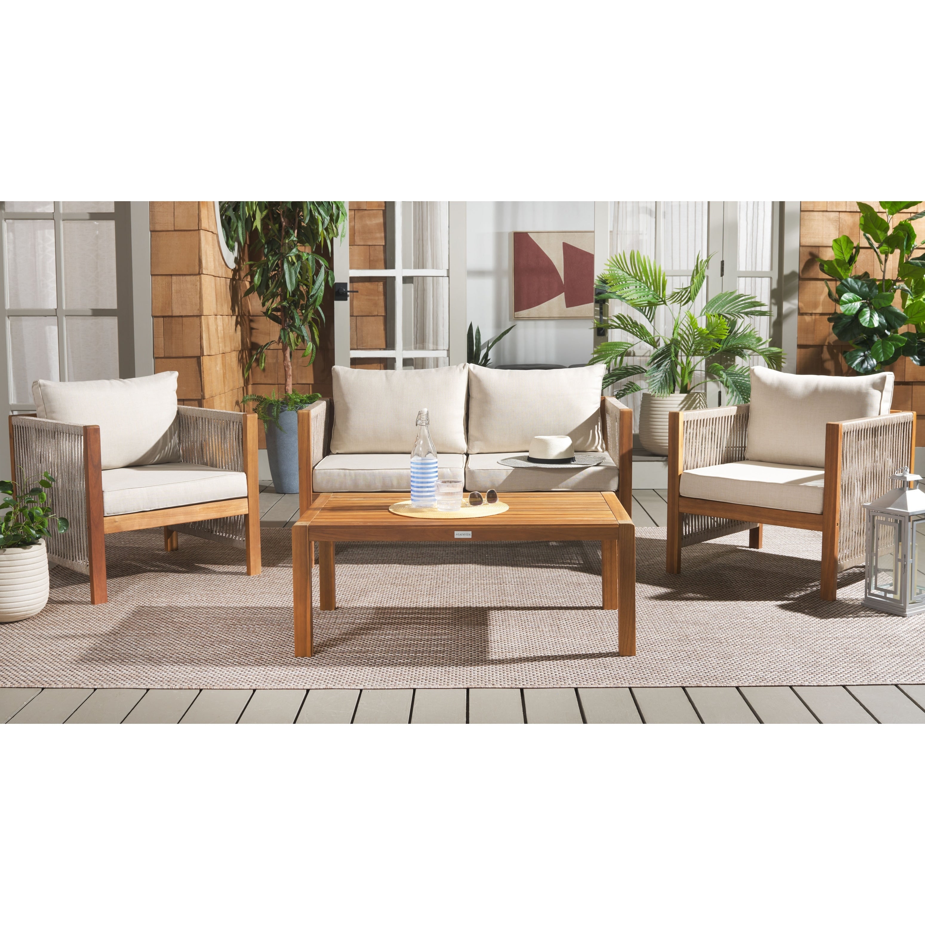 Ensemble de salon de jardin Roya 4 pièces SAFAVIEH - 52 L x 26 P x 25 H
