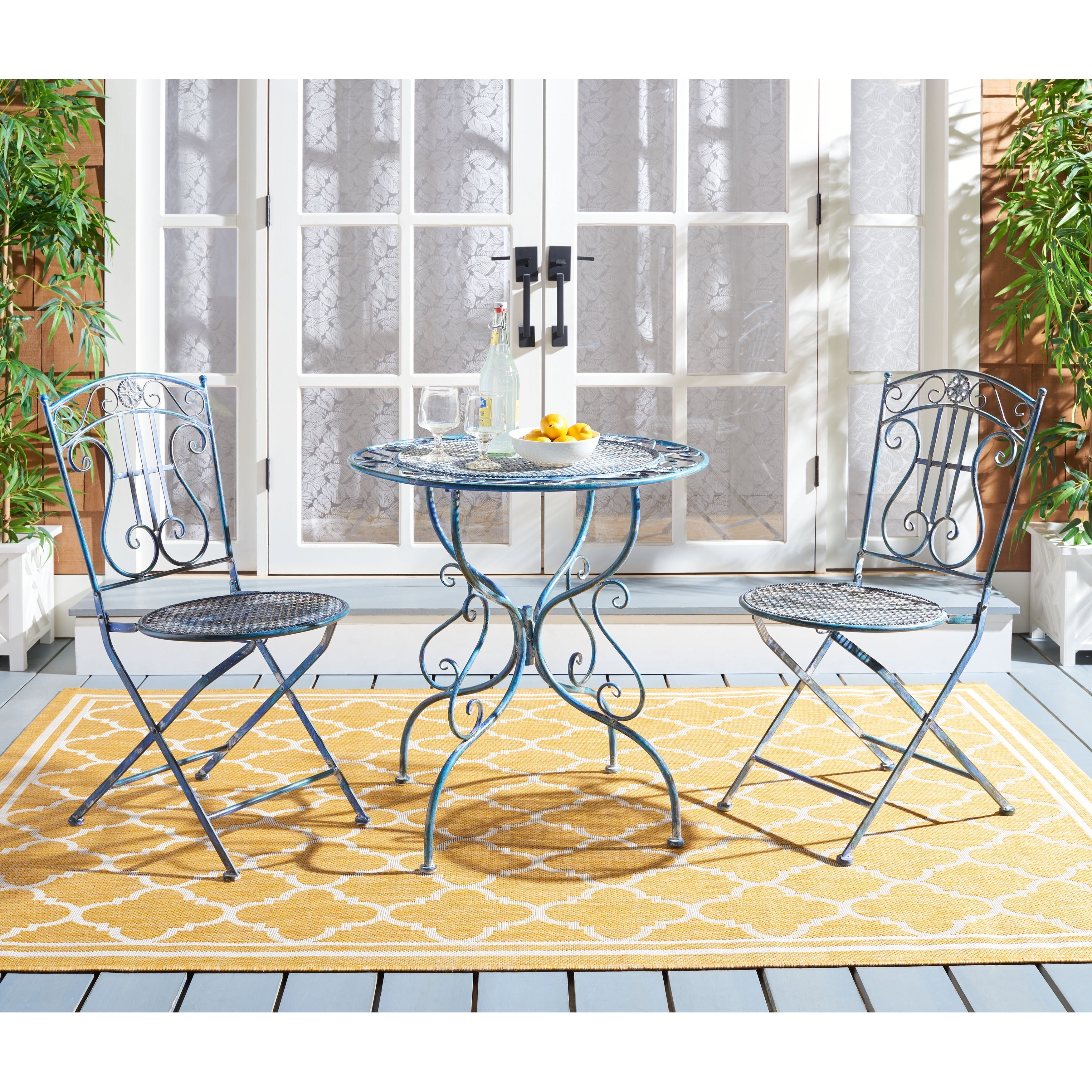 Ensemble bistrot de jardin 3 pièces en fer victorien Semly de SAFAVIEH Outdoor Living - 17 l x 21 p x 36 h