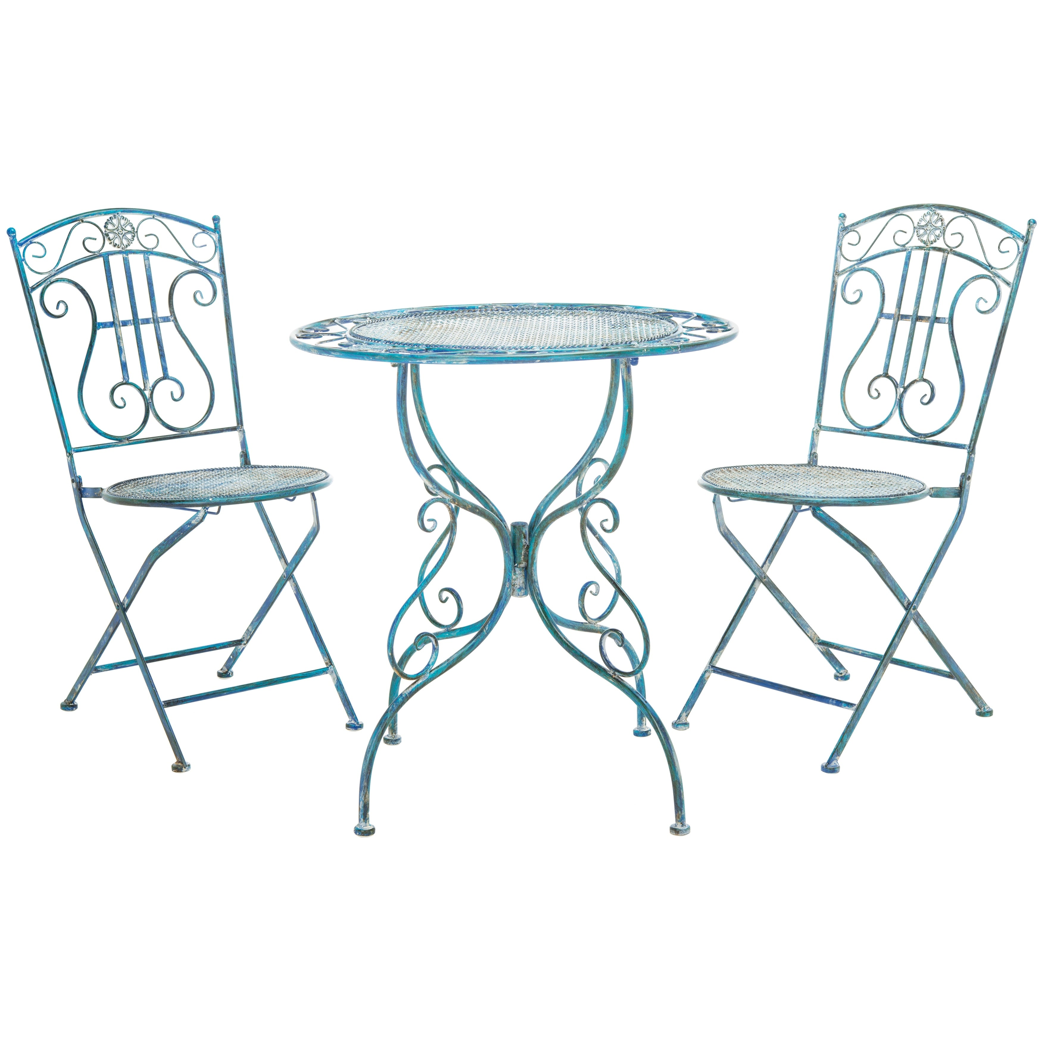 Ensemble bistrot de jardin 3 pièces en fer victorien Semly de SAFAVIEH Outdoor Living - 17 l x 21 p x 36 h