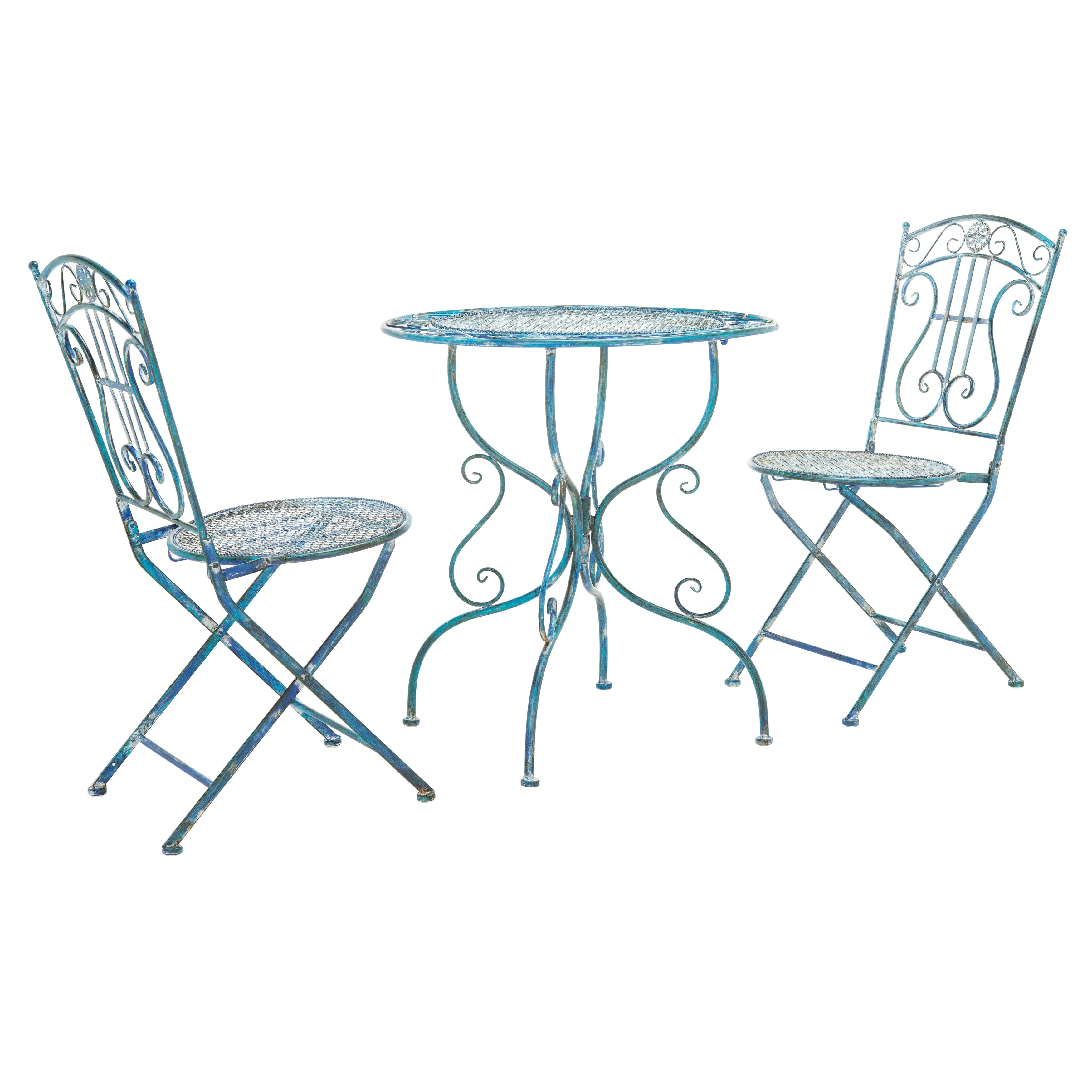 Ensemble bistrot de jardin 3 pièces en fer victorien Semly de SAFAVIEH Outdoor Living - 17 l x 21 p x 36 h