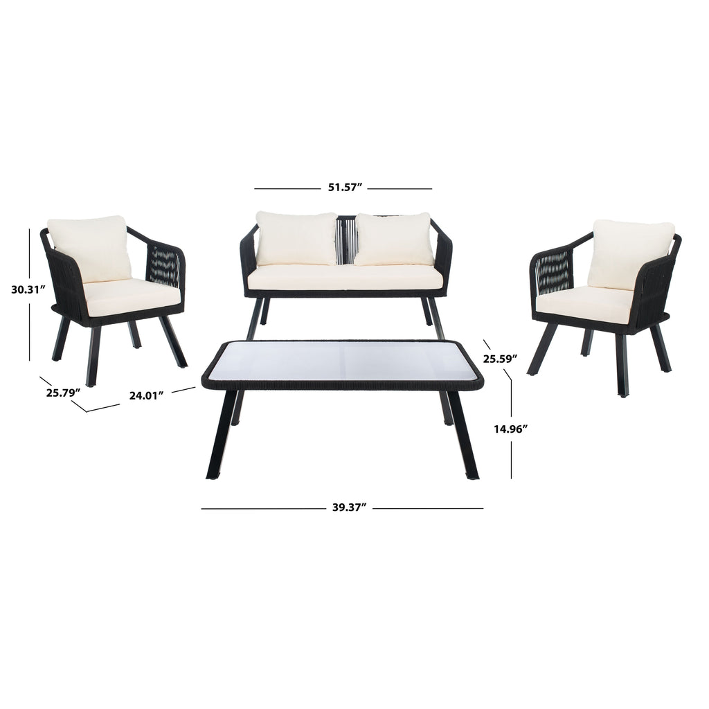Ensemble de jardin extérieur SAFAVIEH Torsla 4 pièces en corde – 52 l x 26 p x 30 h