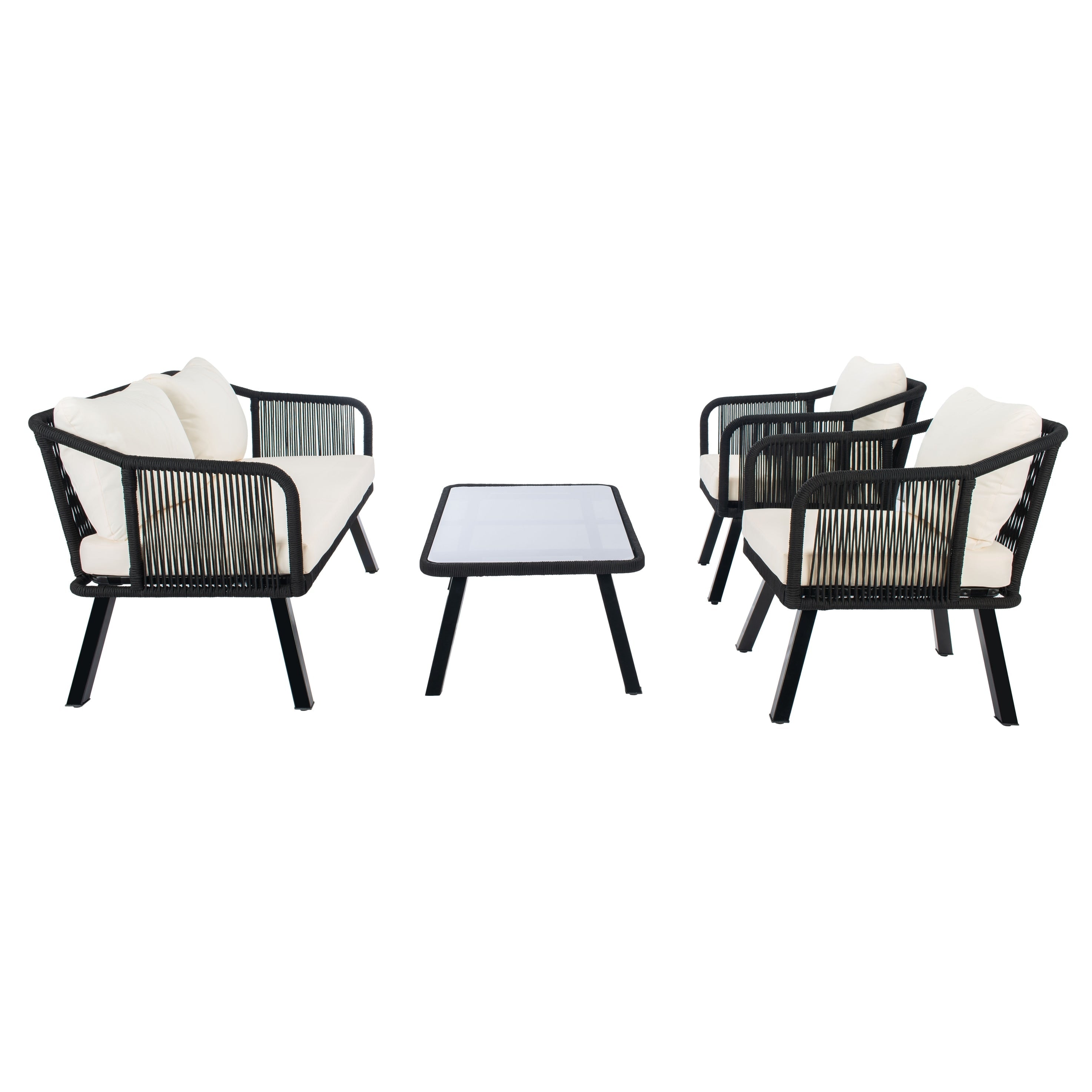 Ensemble de jardin extérieur SAFAVIEH Torsla 4 pièces en corde – 52 l x 26 p x 30 h
