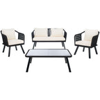 Ensemble de jardin extérieur SAFAVIEH Torsla 4 pièces en corde – 52 l x 26 p x 30 h
