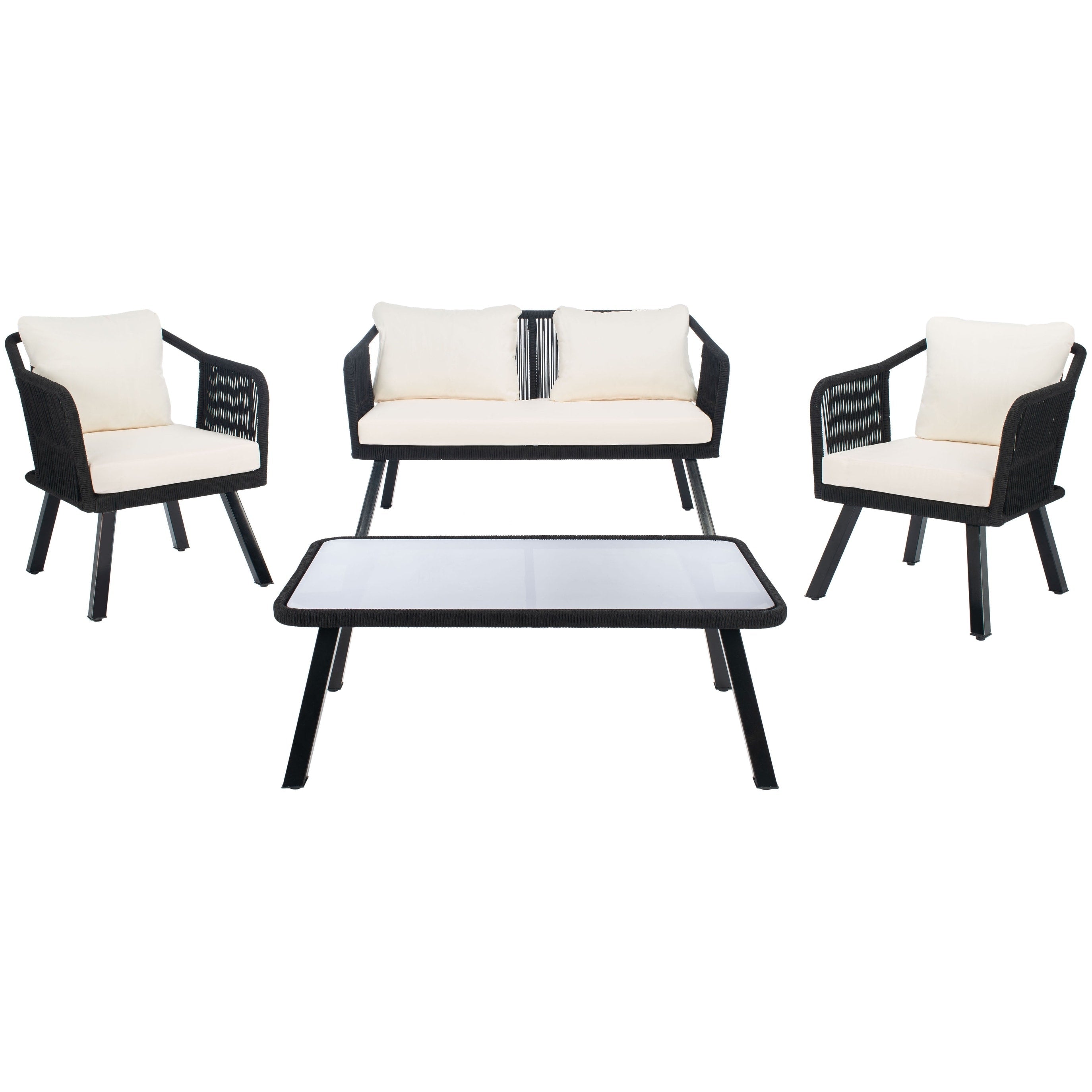 Ensemble de jardin extérieur SAFAVIEH Torsla 4 pièces en corde – 52 l x 26 p x 30 h
