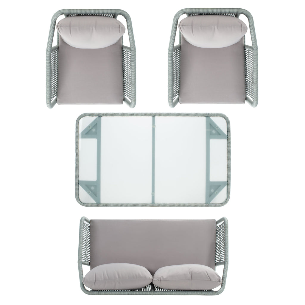 Ensemble de jardin extérieur SAFAVIEH Torsla 4 pièces en corde – 52 l x 26 p x 30 h