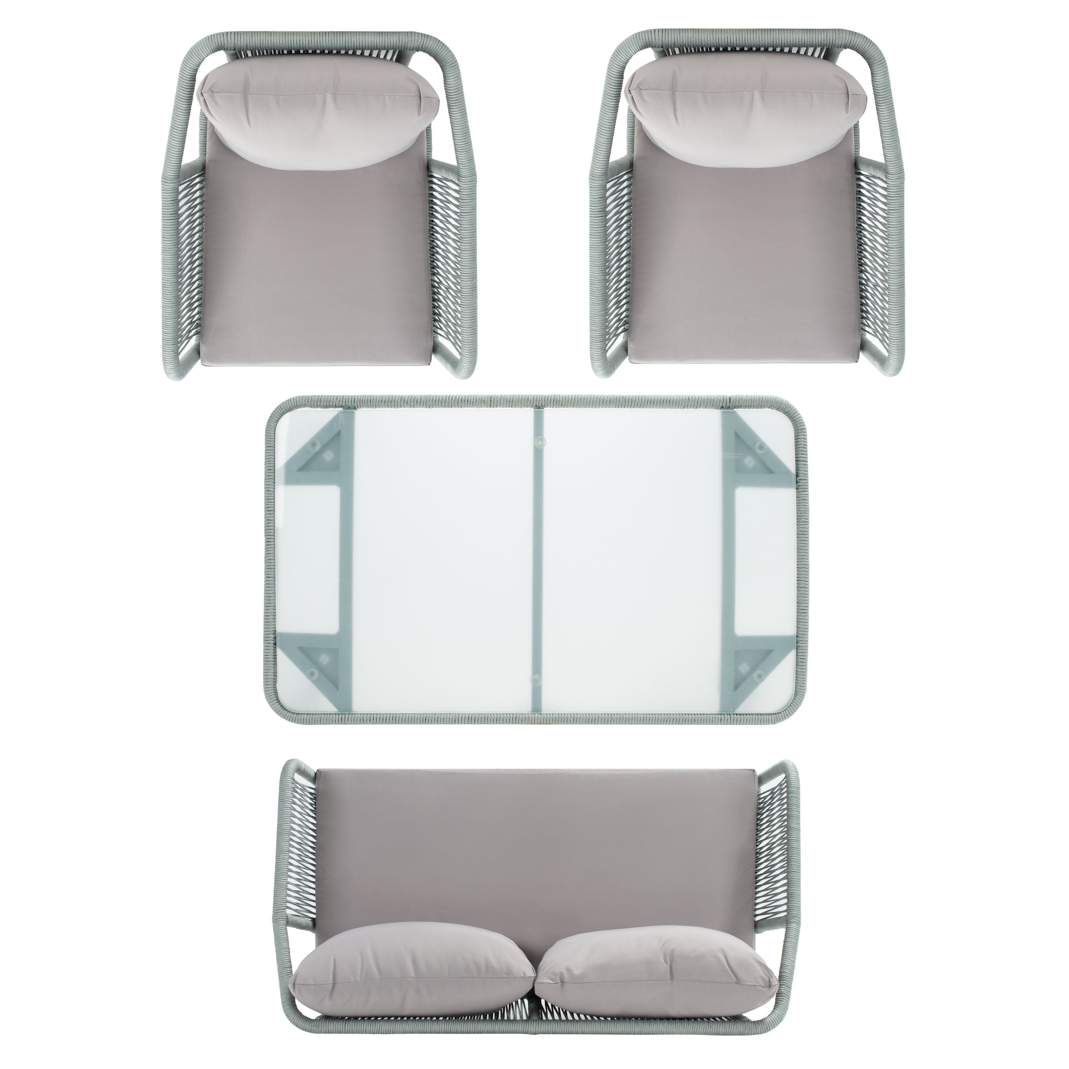 Ensemble de jardin extérieur SAFAVIEH Torsla 4 pièces en corde – 52 l x 26 p x 30 h