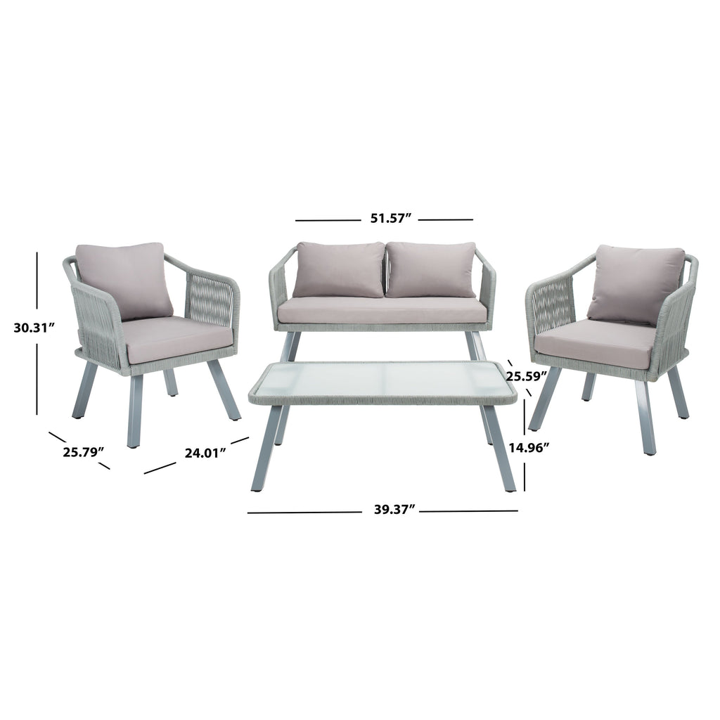 Ensemble de jardin extérieur SAFAVIEH Torsla 4 pièces en corde – 52 l x 26 p x 30 h