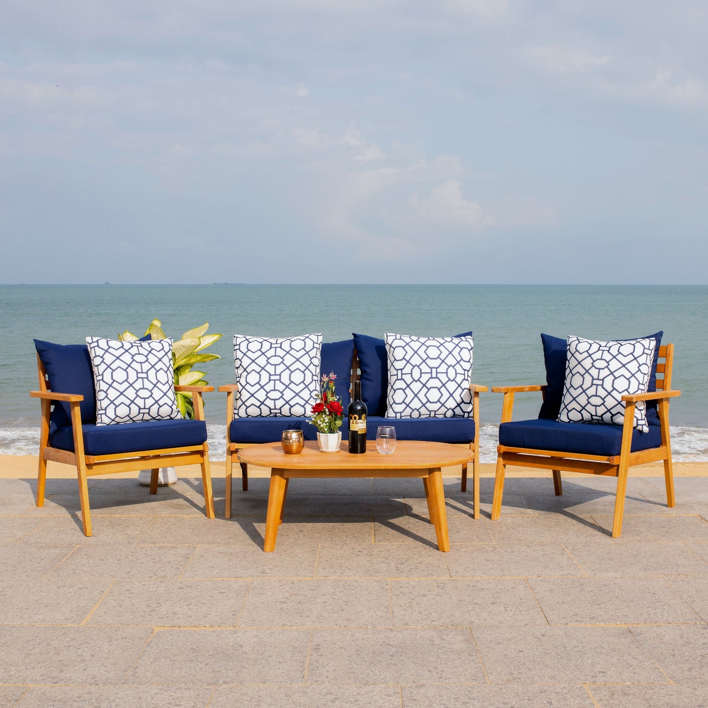 Ensemble de jardin d'extérieur Lupe 4 pièces SAFAVIEH - 49 L x 31 P x 30 H