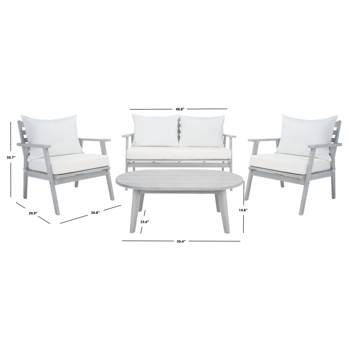 Ensemble de jardin d'extérieur Lupe 4 pièces SAFAVIEH - 49 L x 31 P x 30 H
