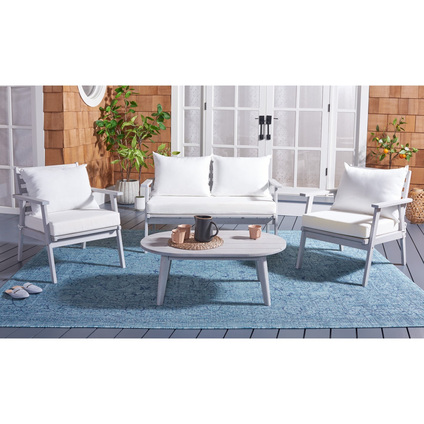 Ensemble de jardin d'extérieur Lupe 4 pièces SAFAVIEH - 49 L x 31 P x 30 H